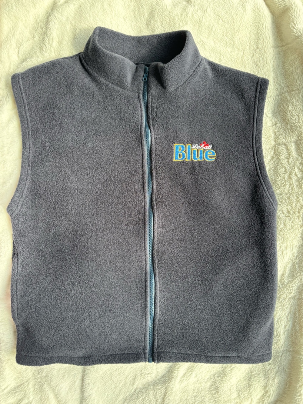 Vintage 90s Labatt Blue Fleece Full Zip Vest by Calhoun - Men's L / XL